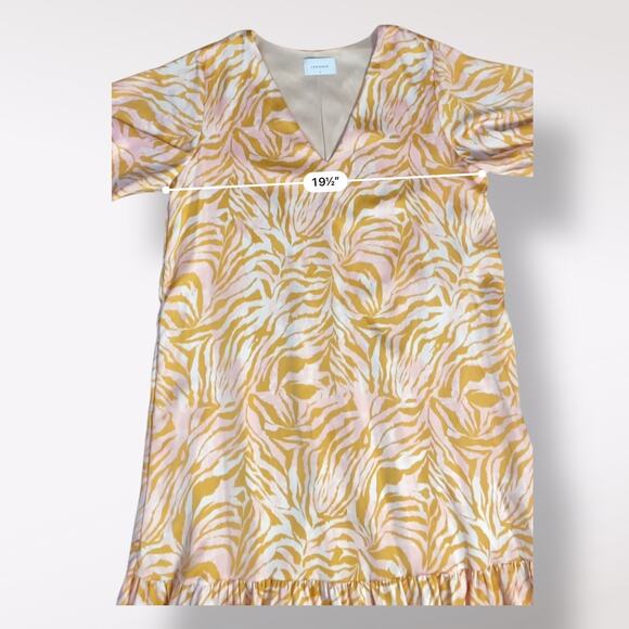 Adrienne Short Sleeve Multicolor Zebra Print Maxi Dress Womens Size M - Picture 4 of 7